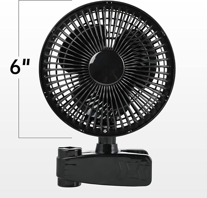 HealSmart Clip Fan - 6-Inch Grow Tent Fan, Wall Mount with Adjustable 90 Angles, 15W, 2-Speed Control - 2 Pack
