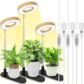 LORDEM Bamboo Base Desktop Grow Light, LED Plant Lamp with Full Spectrum, 4 Adjustable Brightness Levels, 4H/8H/12H Auto Timer for Indoor Plants Growing, Height Adjustable 7.8"-26", 3 Pack