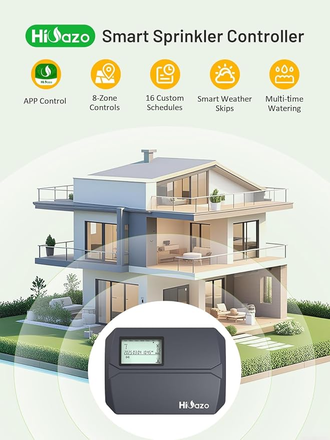 Smart Sprinkler Controller WiFi, 8 Zone Irrigation Controller Indoor with Automatic Weather-Based Watering (2025 New Version)