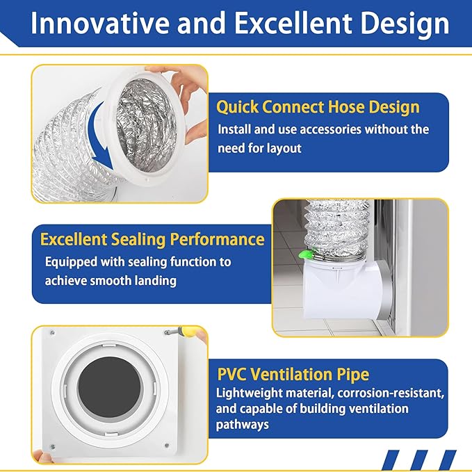 4" Dryer Vent Kit with Hose, Duct Connector and Wall Plate, 90 Degree Dryer Vent Elbow, 4Inch Dryer Vent cover Connector Wall Ducting Kit for Bathroom Exhaust Fans Air Circulation