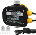 Smart Pump Controller with 2 Metal Pump Connector, BSPP G1 Threaded Interface, 2 Modes Digital Display, Adjustable Pressure, High Power, for Home, Garden, Industrial Use