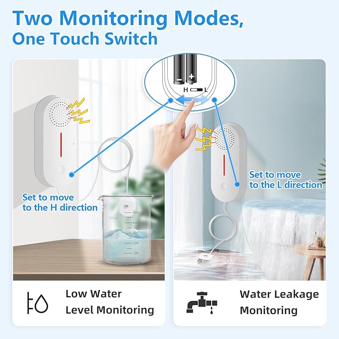 Water Detector Alarm, Smart Water Sensor Alarm Water Leak Detector, 100dB Water Detector Alarm with App Remote Monitor, Wireless Tank Level Monitor for Basement,Kitchen,Bathroom.1PCS