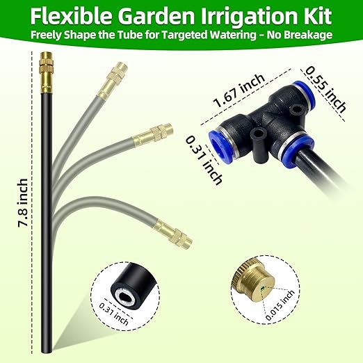 Drip Irrigation System for Garden - 40 Ft Drip Irrigation Kit with 13 360°Adjustable Copper Nozzles Hose, Automatic Atomizing Plant Watering Sprinkler System for Yard, Lawn, Greenhouse, Potted