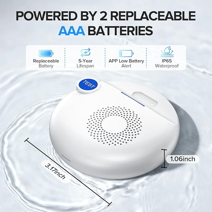 Nuleto WiFi Water Leak Detector 1s,Water Detectors & Alarms,Water Leak Sensor with SMS,Phone Call,APP Push,492ft for Home,Basement,Kitchen,5 Pack,2.4G WiFi Only