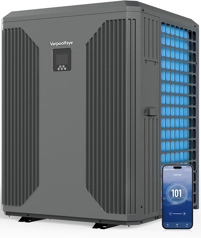 140000 BTU Inverter Swimming Pool Heat Pump for Inground Pools Electric Above Ground Pool Heater Up to 42000 Gallon WiFi Control 220v