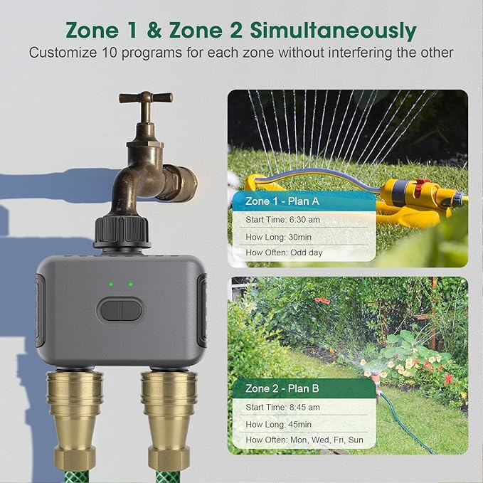 IPX5 Smart WiFi Sprinkler Timer with Smart Life App and Voice Control Rain Delay