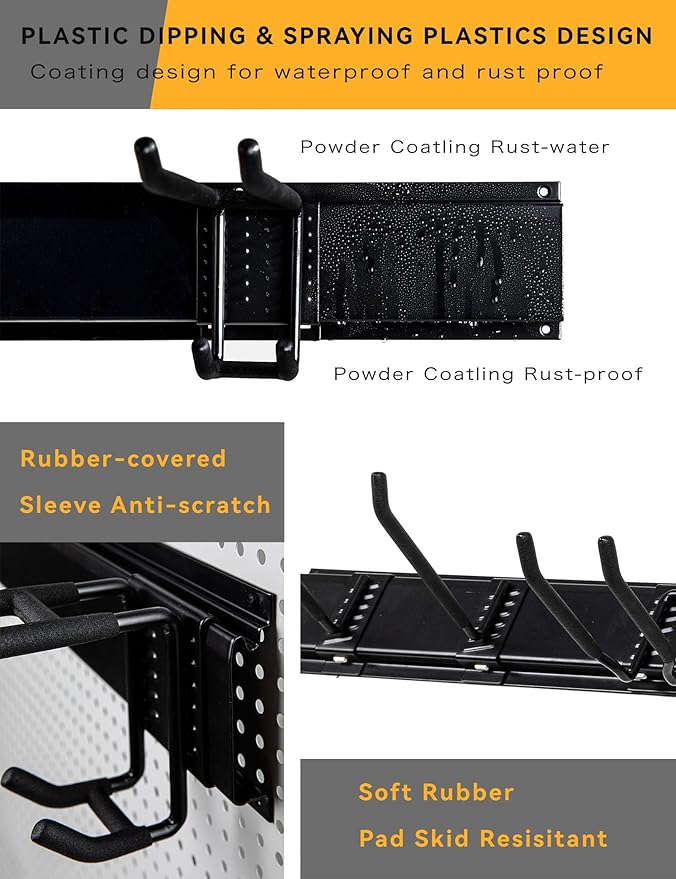 48 Inches Garden Tool Organizer Wall Mount Max Load 660lbs Garage Storage and Organization, with 13 PCS Adjustable Garden Tool Hanger Rack, Yard Shed and Power Tool Organizer Rack