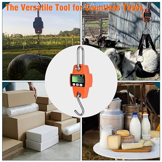 660lb Digital Hanging Scale, 300kg Heavy Duty Handheld Crane Scale with Backlit LCD, Portable Cast Aluminum Case & Hooks - Multi-Function for Farm, Hunting, Fishing, Logistics (kg/lb/N Switchable)