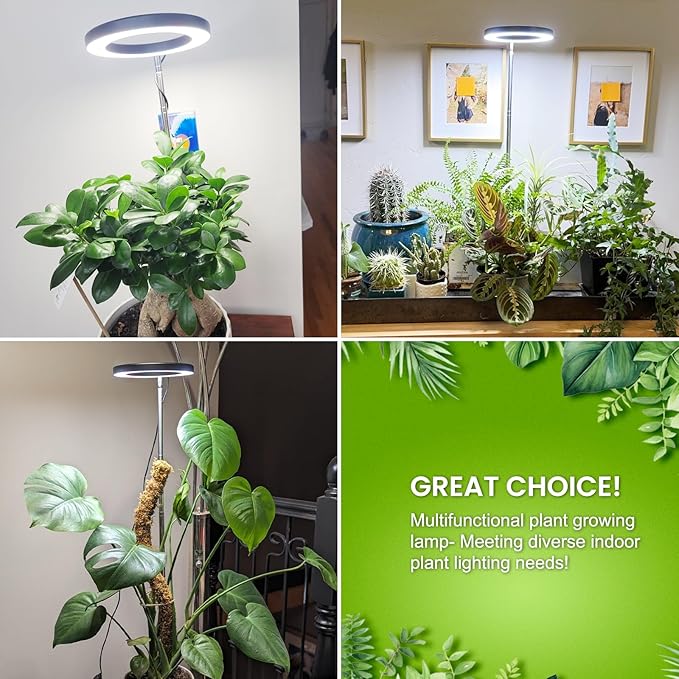 Kullsinss Grow Lights for Indoor Plants, 80 LEDs Full Spectrum Plant Light for Indoor Growing with 2 Mounting Options, 6/12/16H Timer, 3 Spectrum Modes, 37 in Height Adjustable Desk Grow Lamp (Black)