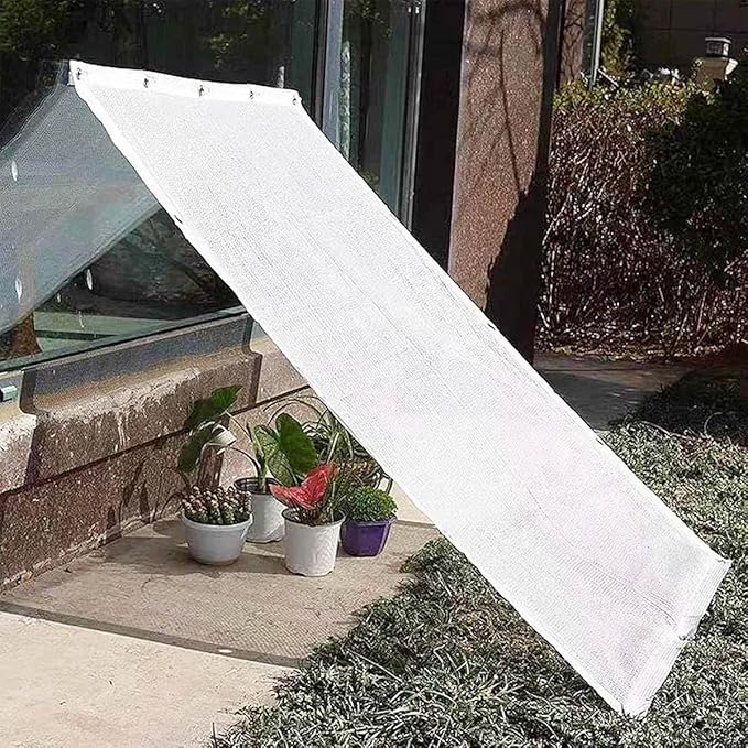 White Shade Cloth Greenhouse Shading Net, 50% Sun Shade Mesh, 5ft 10ft 20ft 30ft 40ft 50ft Mesh Tarp Sun Screens for Plant, Greenhouse, Lawn, Kennel, Chicken Coop(30x40ft)
