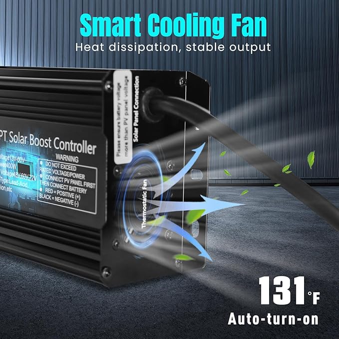 1000W SmartSolar MPPT Boost 24V/36V/48V/60V/72V MPPT Solar Charge Controller LCD Display Solar Panel Regulator for Sealed Flooded AGM Gel LFP User Batteries, Ideal for Golf Carts Electric Vehicles RVs
