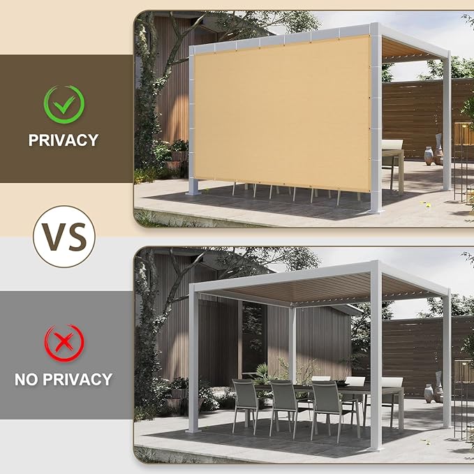 LOVE STORY 6x8 FT Sun Shade Cloth 95% UV Protection Pergola Shade Cover HDPE Material Outdoor Shade Tarp with Grommets for Patio Porch Pergola Outside, Sand