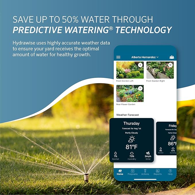 Hunter HCC 800 PL Smart WiFi Irrigation Controller Hydrawise Enabled 8 Station Base Expandable to 54 Zone Outdoor Sprinkler Timer with Weather Based Scheduling Wall Mount