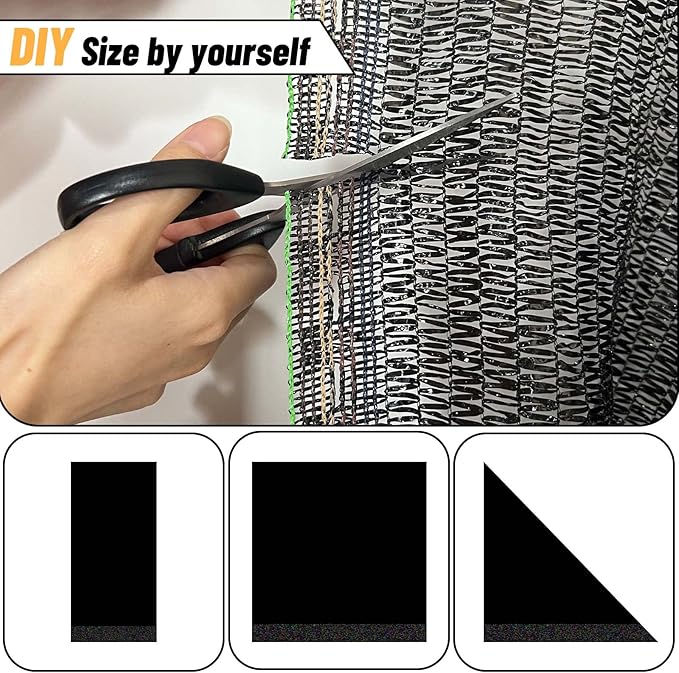 Cool Area 40% 6.5x10ft Sunblock Shade Cloth Cover Mesh UV Resistant Net for Garden Flower Plant Greenhouse, Black