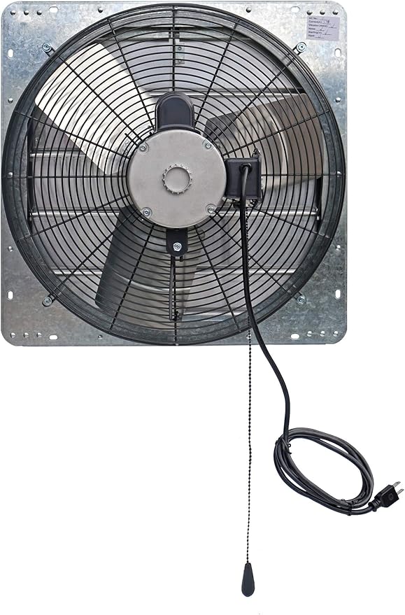iLiving ILG8SF20V-T 20 inch Shutter Exhaust Attic Garage Grow, Ventilation Fan with 3 Speed Thermostat 6 Foot Long 3 Plugs Cord, 20" - Variable, 3368 CFM, 5000 SQF Coverage Area, Silver