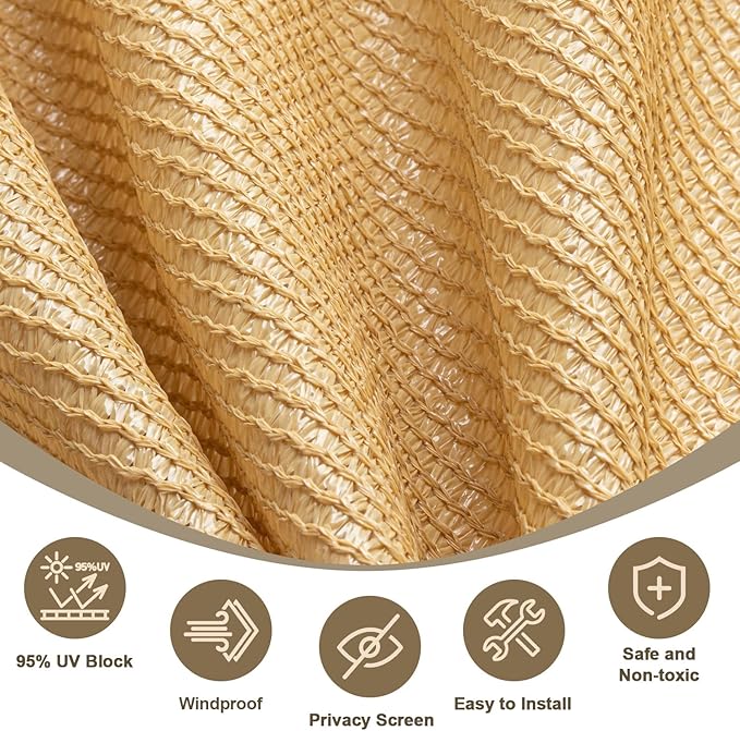 LOVE STORY Shade Cloth 3/6/8/10/12/20FT Sun Shade Cloth with Grommets Pergola Shade Cover 95% UV Protection for Patio Outdoor, 6x8 FT Sand