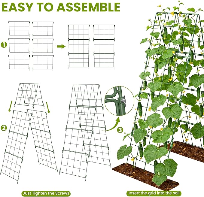 Heavy Duty Adjustable A-Frame Trellis for Climbing Plants,48"x16", Rust-Proof Metal Garden Trellis with Dense Grid, Ideal for Raised Beds, Cucumbers, Tomatoes, Beans, and Outdoor Vines (1 Pcs)