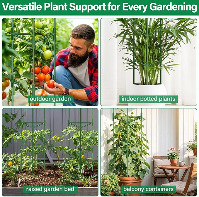 Legigo 2 Pack 65 Inch Tomato Cage for Garden, Heavy-Duty Tomato Trellis Plant Support Stakes, Adjustable Garden Trellis Plant Cage for Climbing Plants Peppers Outdoor Raised Garden Bed and Vegetables