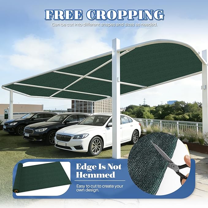 ECOOPTS 6'x62' Sun Shade Roll, Sun Shade UV Blockage Cover for Outdoor Backyard Patio Pergola Greenhouse Plants (Green)