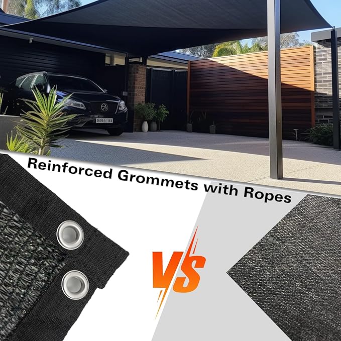 18'x18' Sun Shade Cloth with Grommets - 70% UV Protection Mesh Tarp for Outdoor, Patio, Pergola, Greenhouse & Plants - Custom