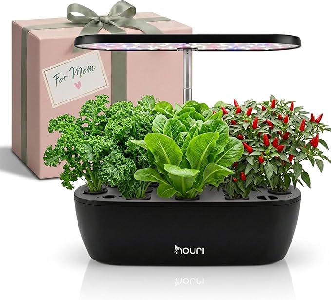 Nouri Hydroponics Growing System, 12 pod Smart Indoor Herb Garden Kit with LED Grow Lights, Hydroponic Herb Garden Indoor for Plant Lovers, Gardeners, Kitchen, Tomato Seeds Included