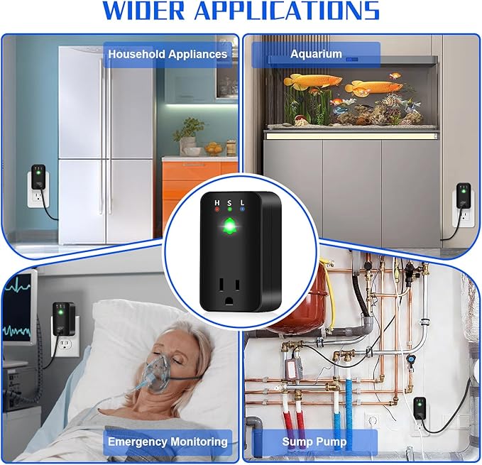 Power Failure Alarm with WiFi App Notifications, Loud 110dB Smart Power Outage LED Indicator Voltage Detection, Failure Detector for Freezer, GFCI Trips, Sump Pump, Greenhouse