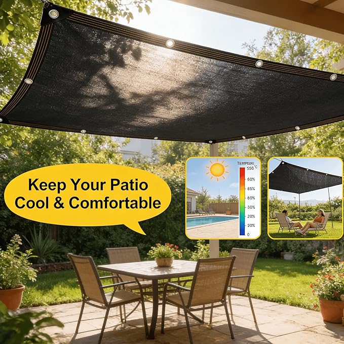 Shade Cloth - for Plants Greenhouse, 70% Sunblock Shade Sails -for Outdoor Garden Pergola Patio Lawn Kennel Chicken Coop Easier to Hang Plant Shade Net Cover