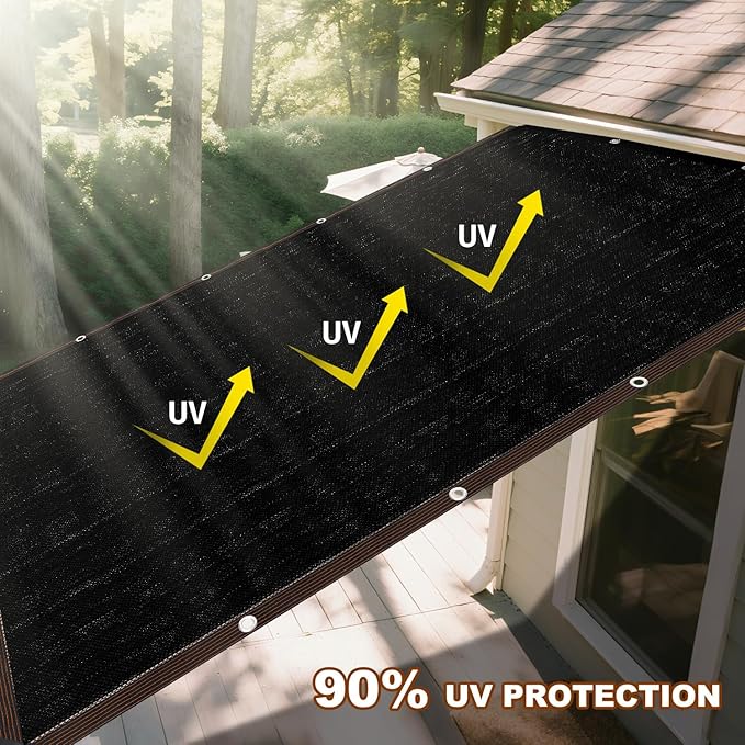 Shade Cloth for Garden, 90% Sun Shade Mesh Tarp with Grommets, 5 FT x 23 FT Shade Cloth for Plants Greenhouse - Sunblock Net for Chicken Coop Cover - Sun Screens for Patio, Garden -Black