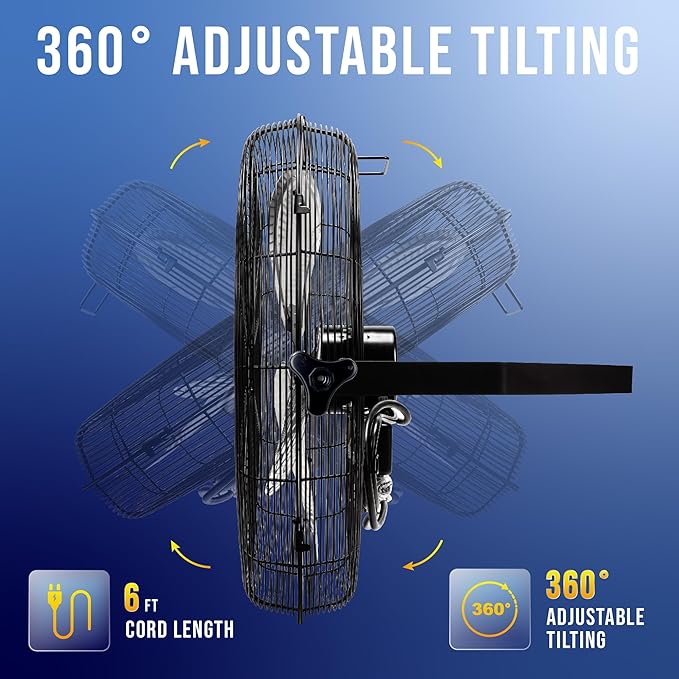 Tornado - 20 Inch High Velocity Industrial Wall Fan - 4750 CFM - 3 Speed - 6 FT Cord - Industrial, Commercial, Residential Use - UL Safety Listed
