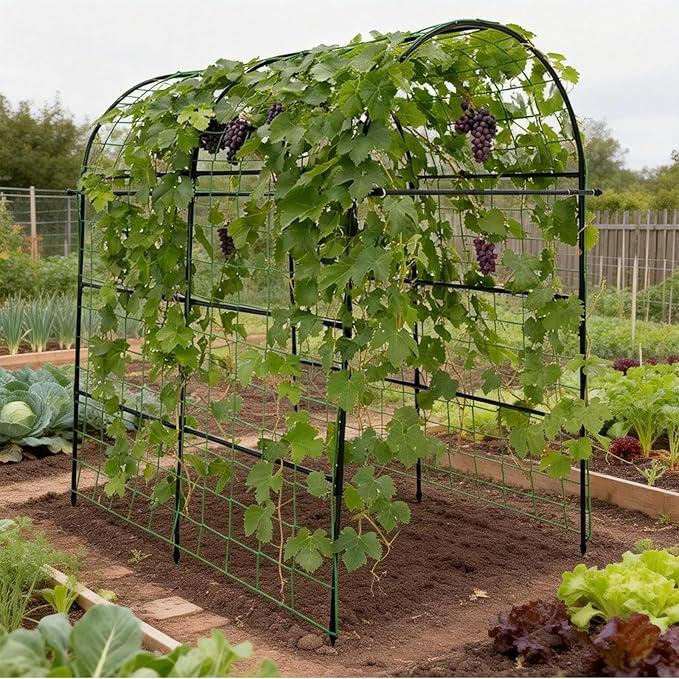 Garden Arch Trellis for Climbing Plants Outdoor - 83" H*71" W*43" L Large Rustproof Garden Trellis, Heavy Duty Grape Trellis, Tunnel Trellis for Melons, Pumpkins, Cucumbers, Peas(Black)