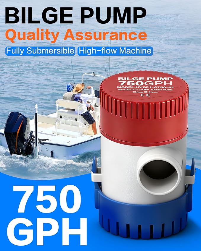 IZTOSS 750GPH Bilge Pump 12V Submersible Marine Electric Bilge Water Pump for Boat Caravan RV Non-Automatic