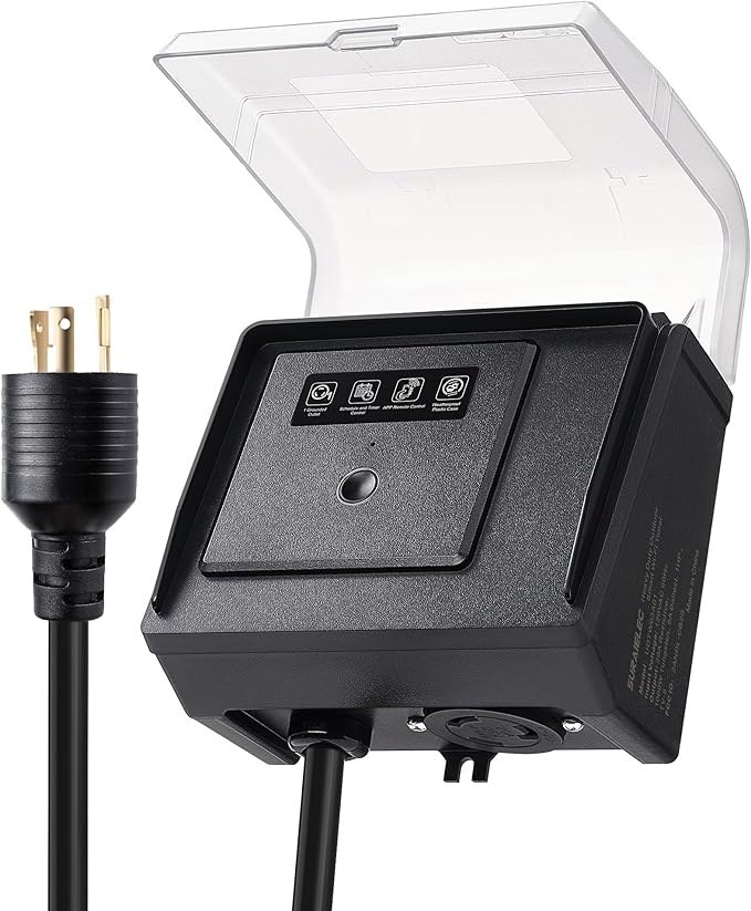 SURAIELEC WiFi Pool Timer for Above-Ground Pools, Twist-Lock NEMA L5-20R Plug-in Timer, 20A 125V 1HP, Weatherproof PC Cover, App Control, Ideal for Pool Pumps, Filters, Lights, and Saltwater Systems