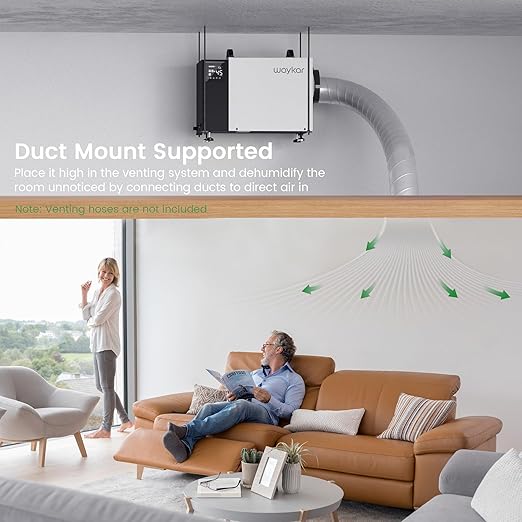 Waykar 125 Pint Crawl Space Dehumidifier with Pump and Drain Hose for commercial, Basements, and Water Damage Unit for Spaces up to 6500 Square Feet, Smart Humidity Control - 5-Year Quality Coverage