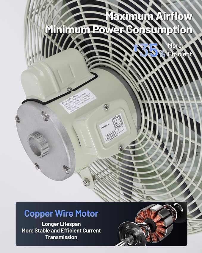 iLiving 18-Inch Corrosion Resistance Shutter Exhaust Fan, Single Speed