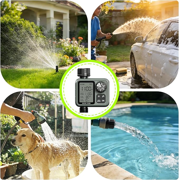 CMARS Sprinkler Timer for Garden Hose, Programmable Water Timer with Rain Delay & Manual Mode, Automatic Drip Irrigation System, Outdoor Hose Timers for Lawn Yard Watering, 1 Outlet