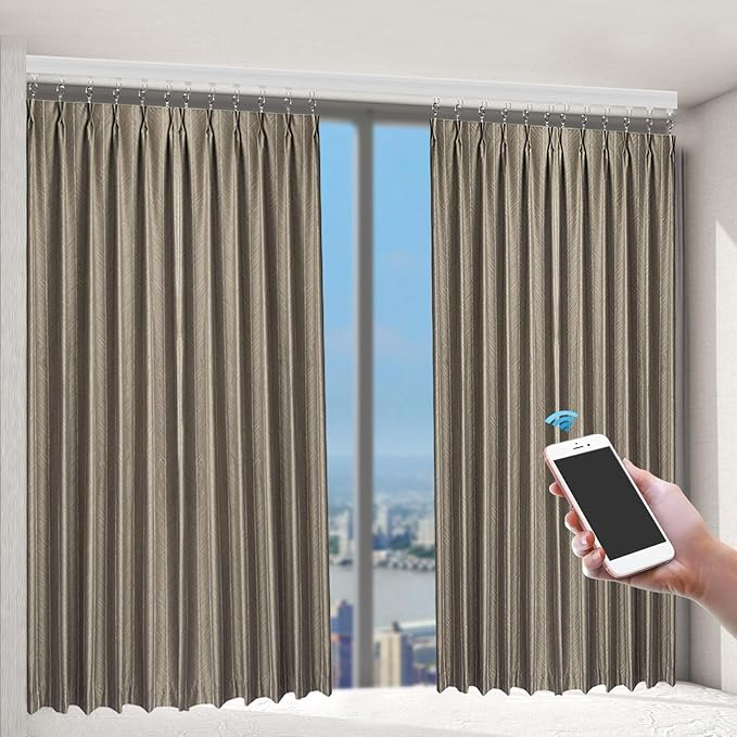 Electric Curtain Track, 7.08-13.78ft Motorized Curtain Track System, Smart Electric Curtain Rail with Remote Control, App & Voice Control, Compatible with Alexa and Google Home