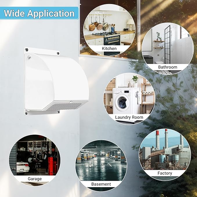 Neoaider 10 Inch Hooded Wall Vent Cover with Screen and Damper, 14GA/2MM Thick Heavy-Duty Steel Vent Covers for Wall, Vent Cover for Dryer Ventilation and Outdoor Air Exhaust, White