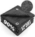 Cool Area 90% Sun Shade Cloth Mesh Tarp with Grommets for Plant Cover 12x20ft Patio Canopy Garden Pergola Greenhouse Car Barn Kennel Black