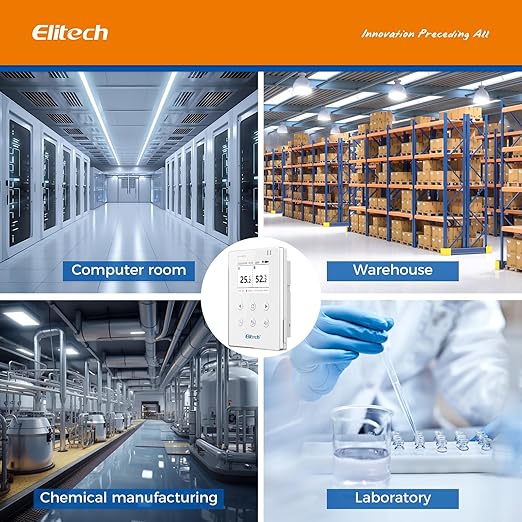 Elitech WiFi Temperature and Humidity Data Logger, 2.4GHz/5GHz Real-time Monitor with Water Leak Detector, Cloud Storage, App and Email Alerts, Includes 10M Patch Cord, RCW-800W-WI, -40°F to 176°F