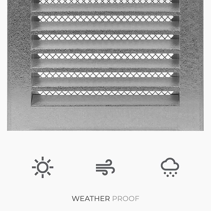 8" x 8" Inch Register Vent Cover - Square, Galvanized Industrial Return Air Vent Cover - Wall, Shed Vent, Foundation Vent - Wire Mesh Crawlspace Louver Grille - Exhaust, Intake Gable Vent