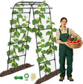 Cucumber Trellis for Raised Bed, U-Shape Metal Garden Arch, Rustproof PE-Coated Plant Support for Cucumbers, Beans, Tomatoes, Squash, Flowers (Black, 31.5 * 49.2 * 82.7inch(L*W*H))