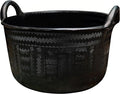 Large Bucket with Handles - 30L/8-Gal Natural Rubber Bucket - Multi Use Yard Waste Bin, Harvesting Basket for Gardening, or Utility Tub for Soaking and Washing Laundry by Kings County Tools (Black)