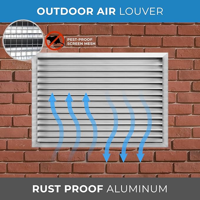 HVAC Premium 36"W x 28"H Aluminum Exterior Gable Louver Vent for Walls & Crawlspace - Weather-Resistant Air Grille with Screen Mesh - [Overall Size 37.75"W x 29.75"H]