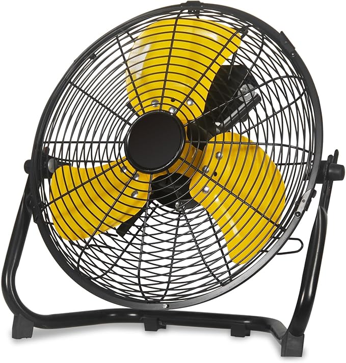 12 Inch Portable Metal Floor Fan, 3 Speed Table and Shop Fans with 180° Tilt, Quiet and Durable, High Velocity Fan 1600 CFM, Ideal for Bedroom, Garage, Workshop