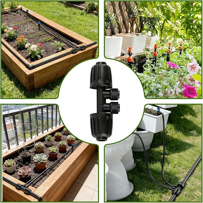 8 PCS 1/2" to 1/4" Drip Irrigation Tee Fittings,4 Way Barbed Tee 1/2 Inch to 1/4 Inch Quick Connect Irrigation Tubing Fittings,Anti-Leak Reducing Splitter Tee Connectors for Garden Irrigation System