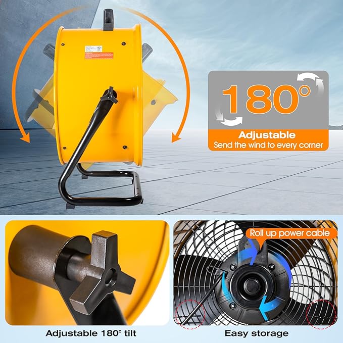 iLiving 18 in. Low Noise Turbo Fan 4019 CFM 3-Speed Portable Air Circulator for Shop, Office, Greenhouse, Home and Warehouse