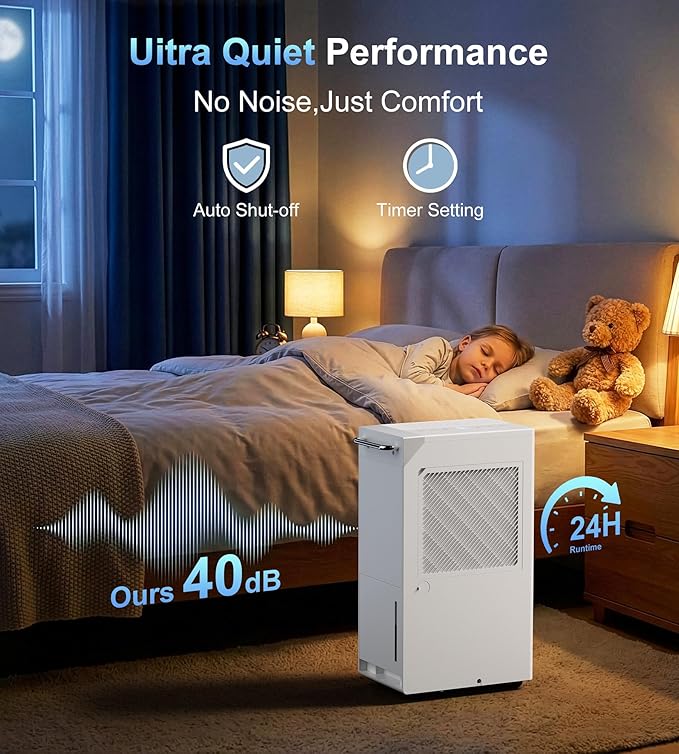 Landeagle 5500 Sq. Ft Dehumidifier for Basement,100 Pint/Day Large Compressor Dehumidifiers with Drain Hose,Smart Humidity Control,1.6 Gal Tank, 24H Timer & Child Lock for Home Bedroom Bathroom,White