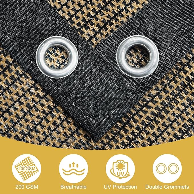 Shade&Beyond 90% Sun Shade Cloth with Grommets, 8' X 8' Pergola Shade Cover Canopy, Mesh Tarp Sun Screens for Patio, Outdoor, Garden, Backyard, Mocha, GN10