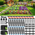 MIXC 300FT Drip Irrigation System Kit, Automatic Garden Misting Watering System with 100FT 1/2" & 200FT 1/4" Irrigation Tubing, Fitting, Adjustable Emitter for Greenhouse Lawn Raised Bed Potted Plant