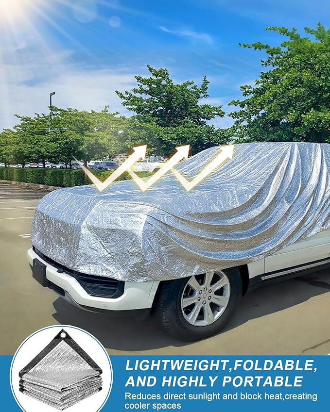 Cool Area 85% Aluminum Sun Shade Cloth 8x16FT Reflective Silver Tarp Fabric with Grommets for Greenhouse, Car, Garden, Patio, Kennel